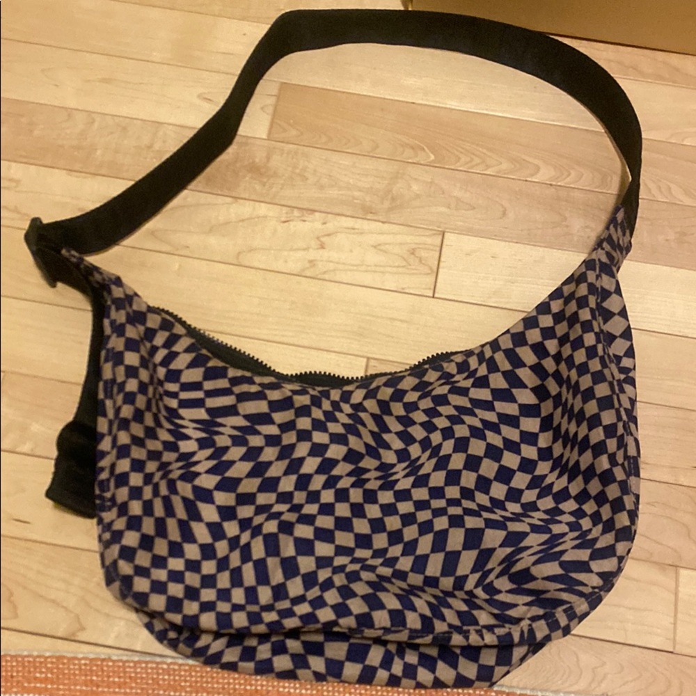 BAGGU Black and Tan Checkered Shoulder Bag